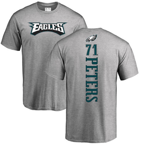 Men Philadelphia Eagles #71 Jason Peters Ash Backer NFL T Shirt